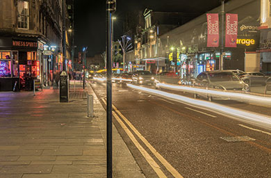 Fast moving street in Glasgow